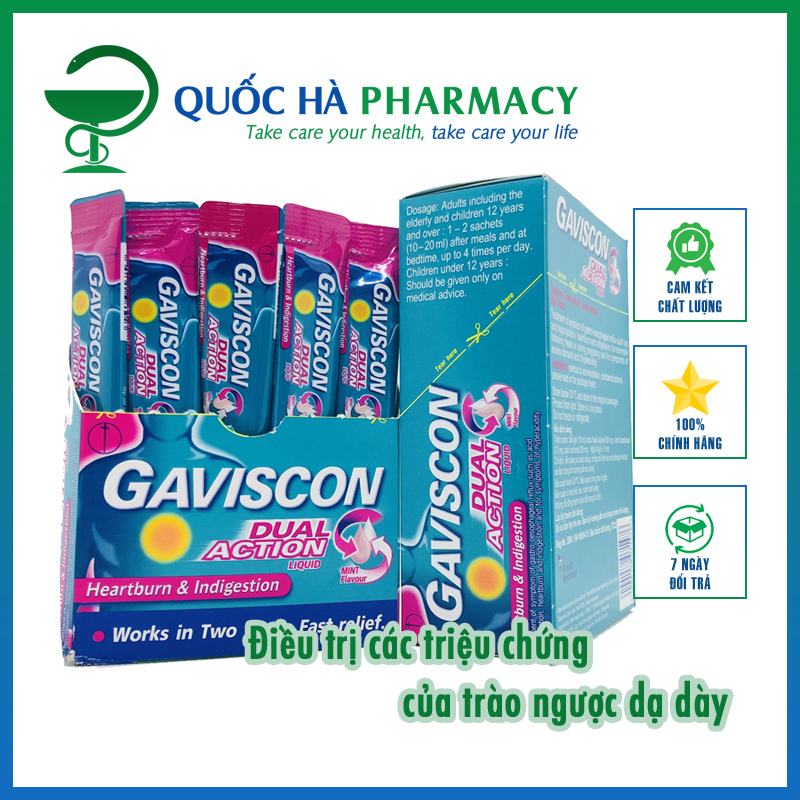 Gaviscon Dual Action hỗ trợ giảm loét dạ dày tá tràng Quốc Hà Pharmacy