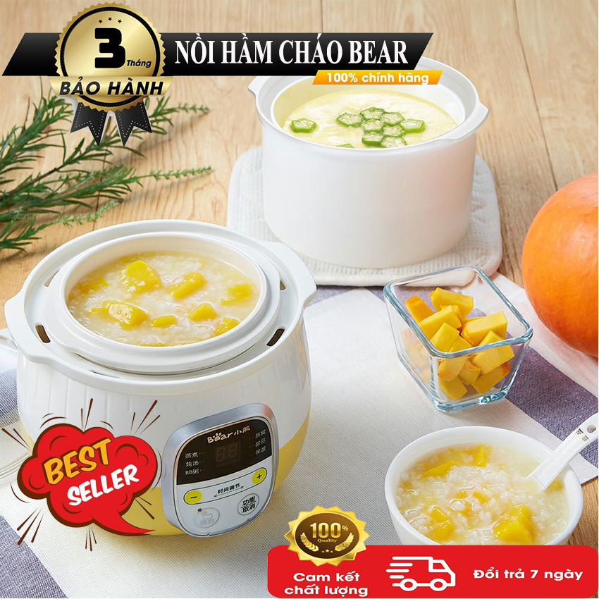 [Hàng Hot 2020] Nồi nấu cháo ninh hầm cách thuỷ cho bé Bear 0,8l - Nồi hấp, hầm, ninh, nấu đa năng thức ăn cho bé 4 in 1 cao cấp