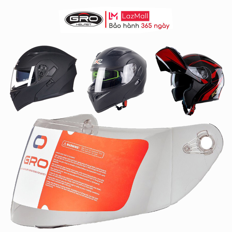 Kính thay thế mũ bảo hiểm GRO cho các dòng mũ fullface, mũ lật hàm GXT, nón royal lật hàm