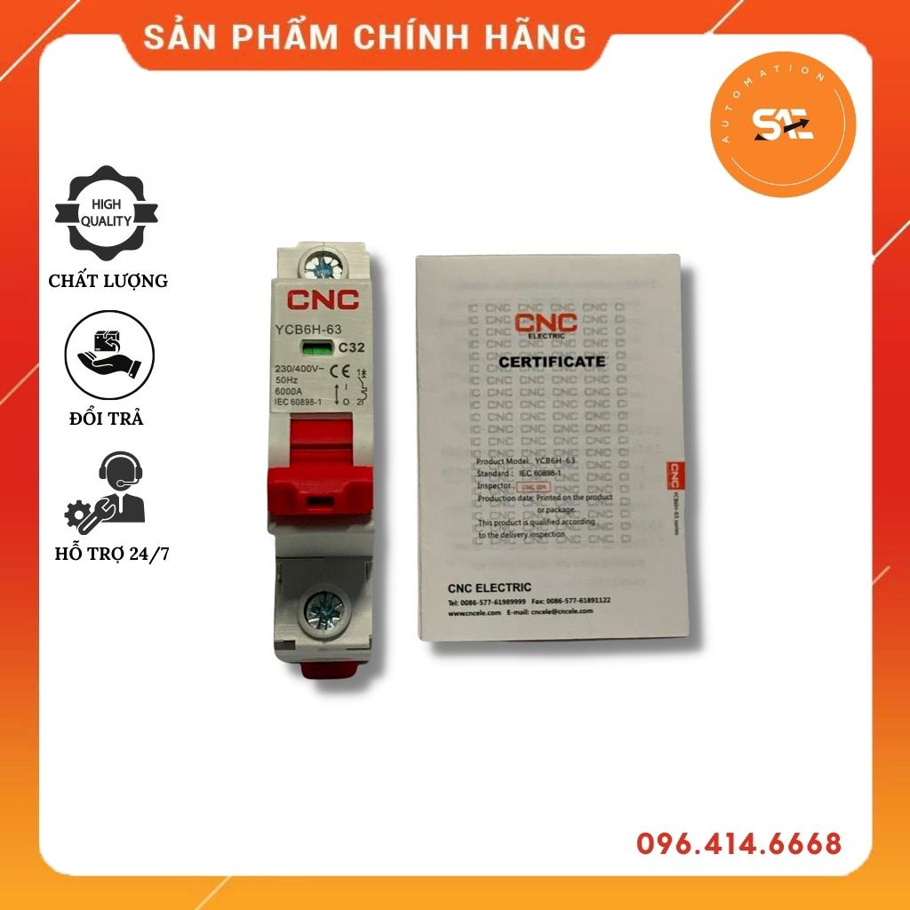 Aptomat CNC 1 pha 32A YCB6H-63 C32, cầu dao tự động 1 pha 32A hãng CNC ELECTRIC hàng chính hãng