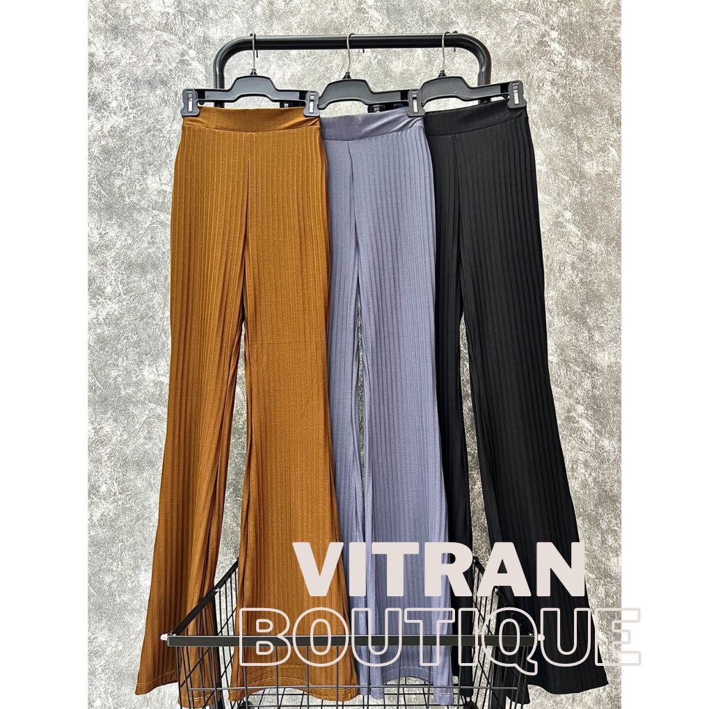 Quần ống loe thun tăm lớn