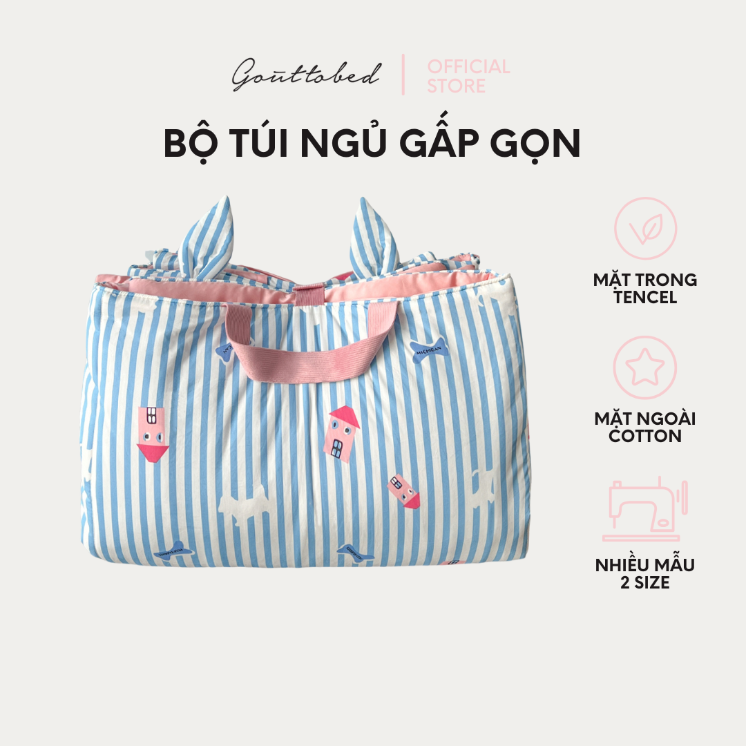 Bộ túi ngủ đi học trẻ em Gouttobed 80-200cm Tencel