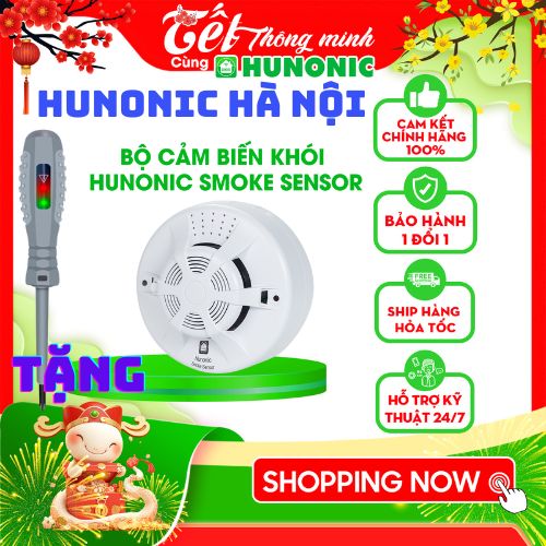 Cảm Biến Báo Khói, Báo Cháy Hunonic Smoke Sensor, Còi Hú Cảnh Báo, Thông Báo Về Điện Thoại