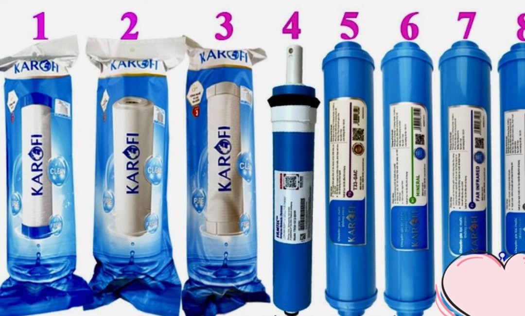 Combo 8 lõi lọc nước chính hãng 12345678 - lõi 123 +màng lọc +các lõi chức năng 5678.