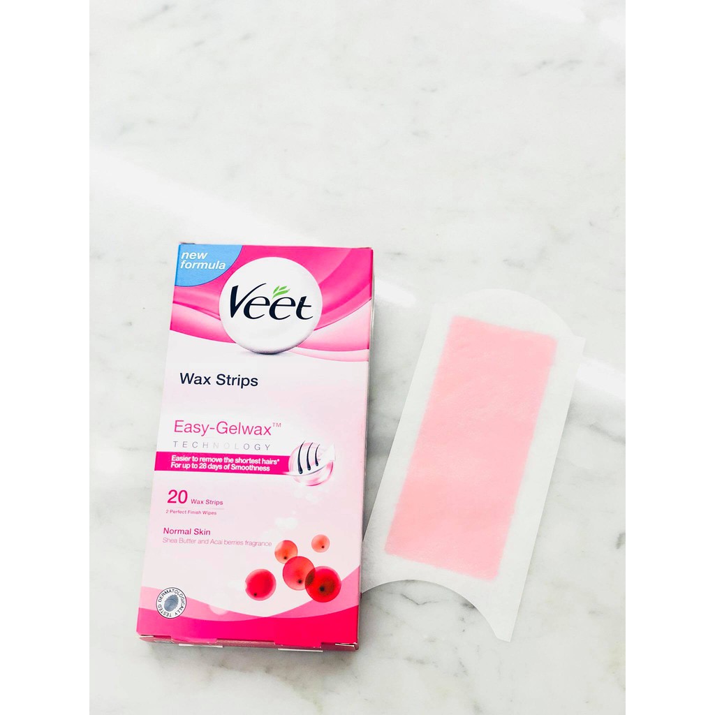 Miếng Dán Tẩy Lông Veet Wax Strips Easy Gelwax – Normal Skin (20 miếng)