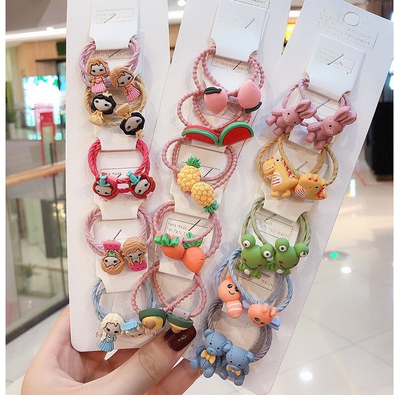 Set 10 dây buộc tóc dễ thương cho bé - Dây cột tóc hoạ tiết xinh xắn dành cho bé gái