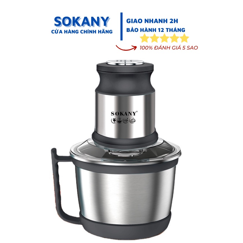 Máy xay thịt sokany - máy xay thực phẩm đa năng - lưỡi dao kép - cối inox 2 cấp độ xay - công suất 800w