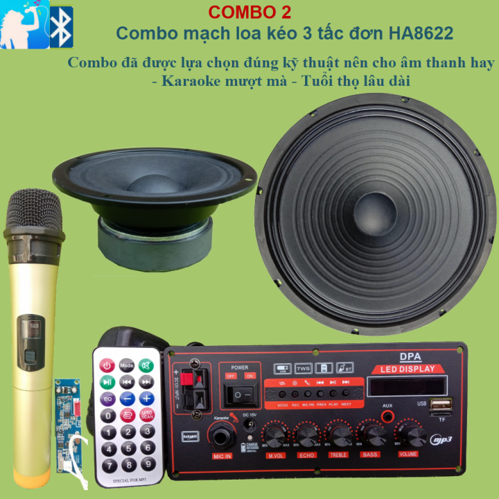 [HCM]Combo mạch loa kéo 3 tấc đơn HA8622 - Combo 2 Micro đơn UHF
