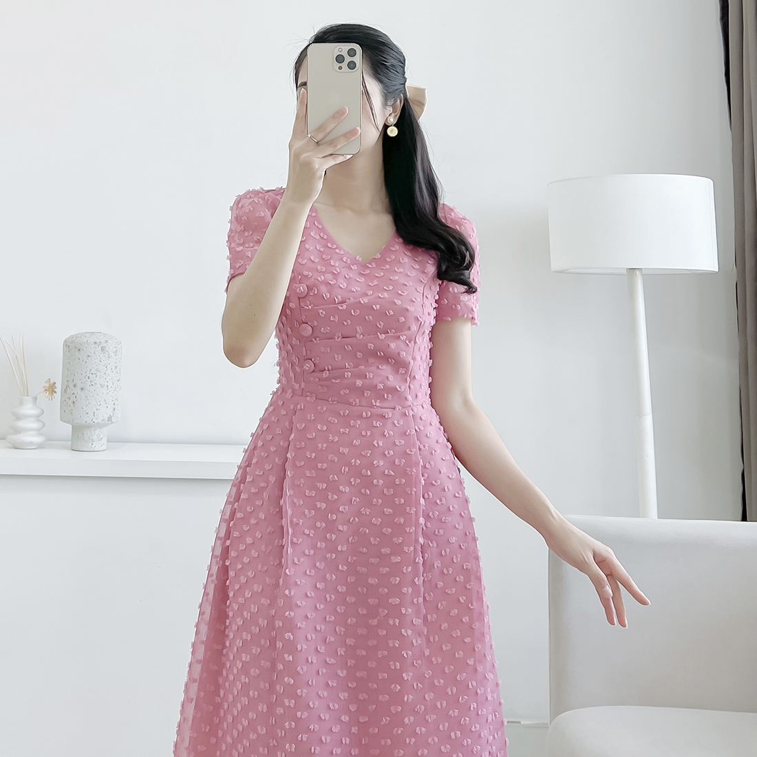 Đầm xòe cổ tim đắp chéo - eden fashion store - d500