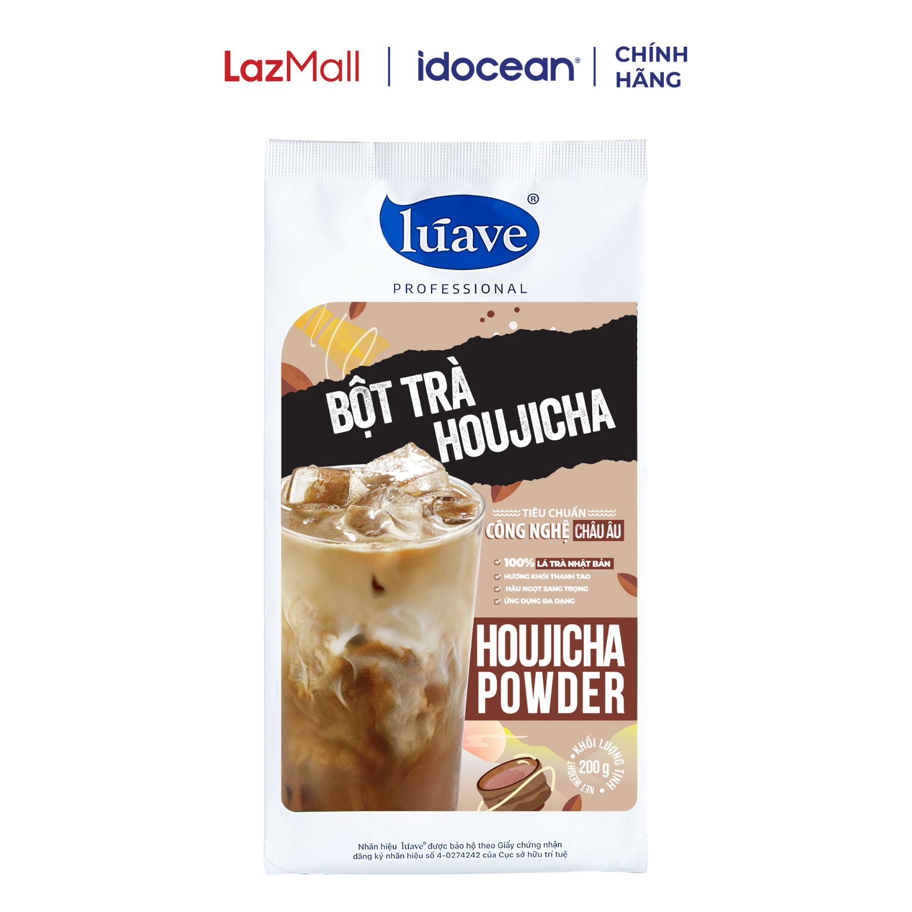 Bột trà Houjicha Lúave - Làm từ lá trà Nhật Bản, có hương khói, hậu ngọt, làm houjicha latte, thức uống houjicha