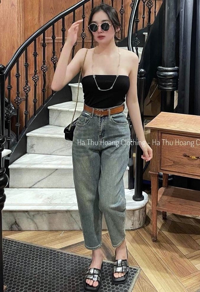 Quần jeans nữ , quần baggy bò basic ống côn dáng đứng lưng cao vải đẹp freeship