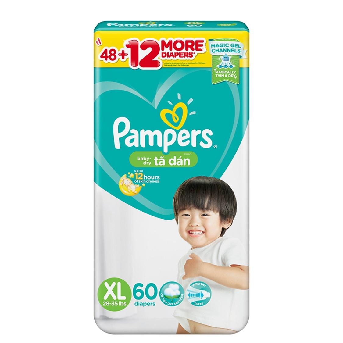 Tã dán Pampers XL60 ( hàng nhập)