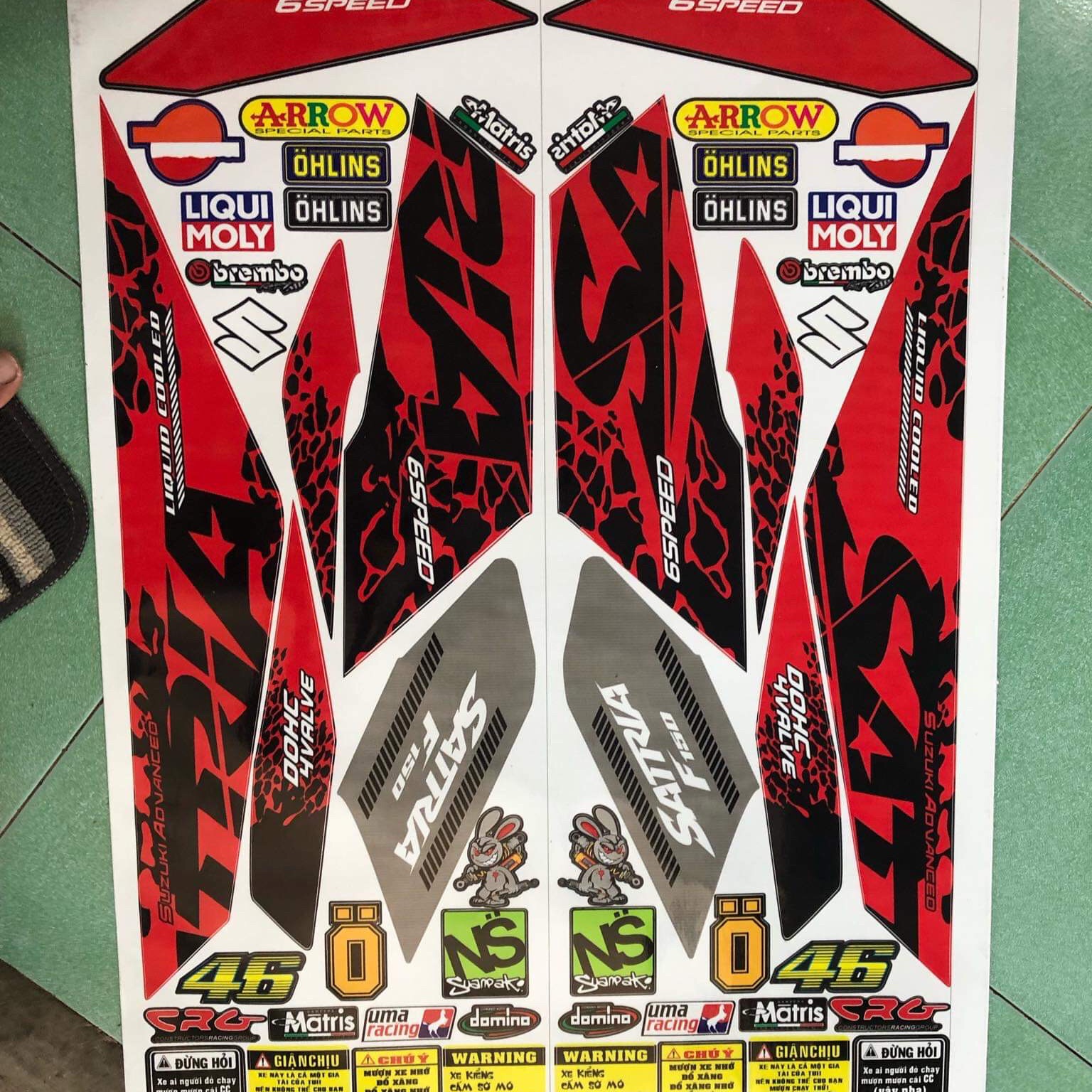 Tem rời Satria Fi báo đốm đỏ đen