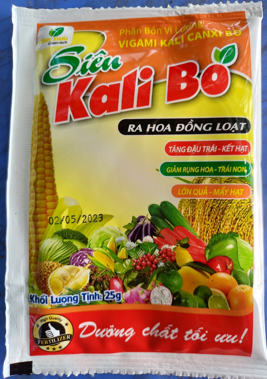 Phân bón siêu kali bo 25g. kích thích ra hoa đậu quả, quả to, chắc, ngọt
