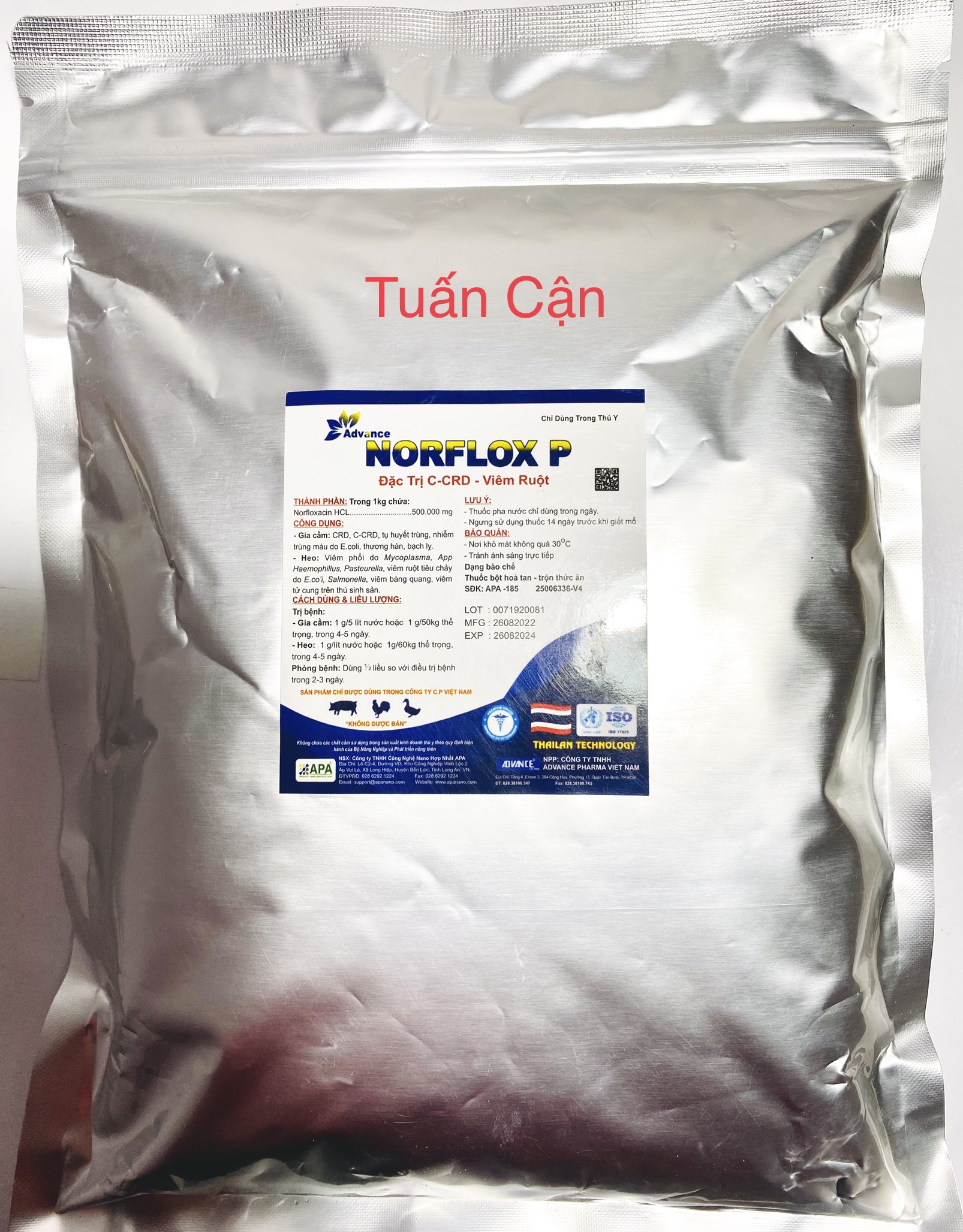 Apa Norflox50% tieu chay, phan xanh phan trang, ho tho thú cảnh vật nuôi
