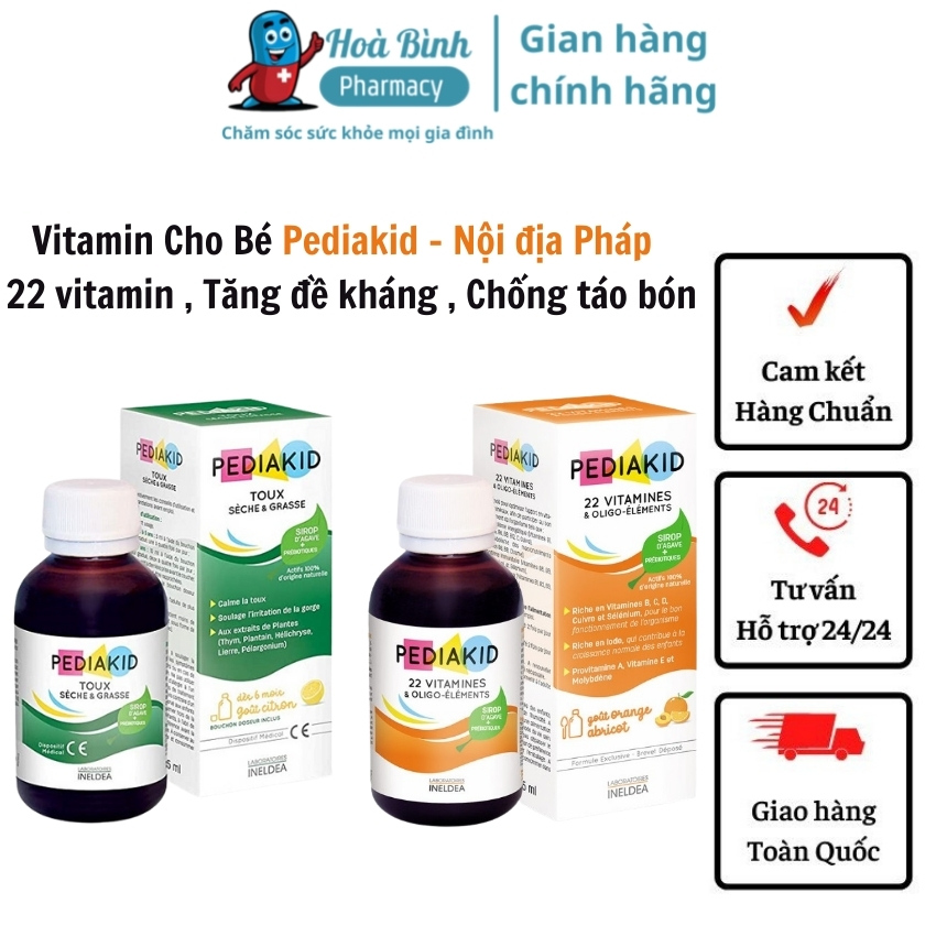 Siro Cho Bé Pediakid Bổ sung vitamin & Khoáng chất Cho Bé phát triển toàn diện - Nội địa Pháp