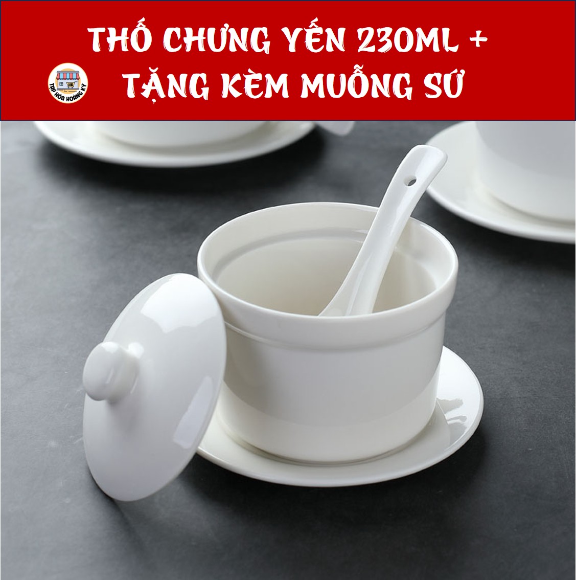 THỐ CHƯNG YẾN 230ML GỐM SỨ CAO CẤP + TẶNG KÈM MUỖNG SỨ