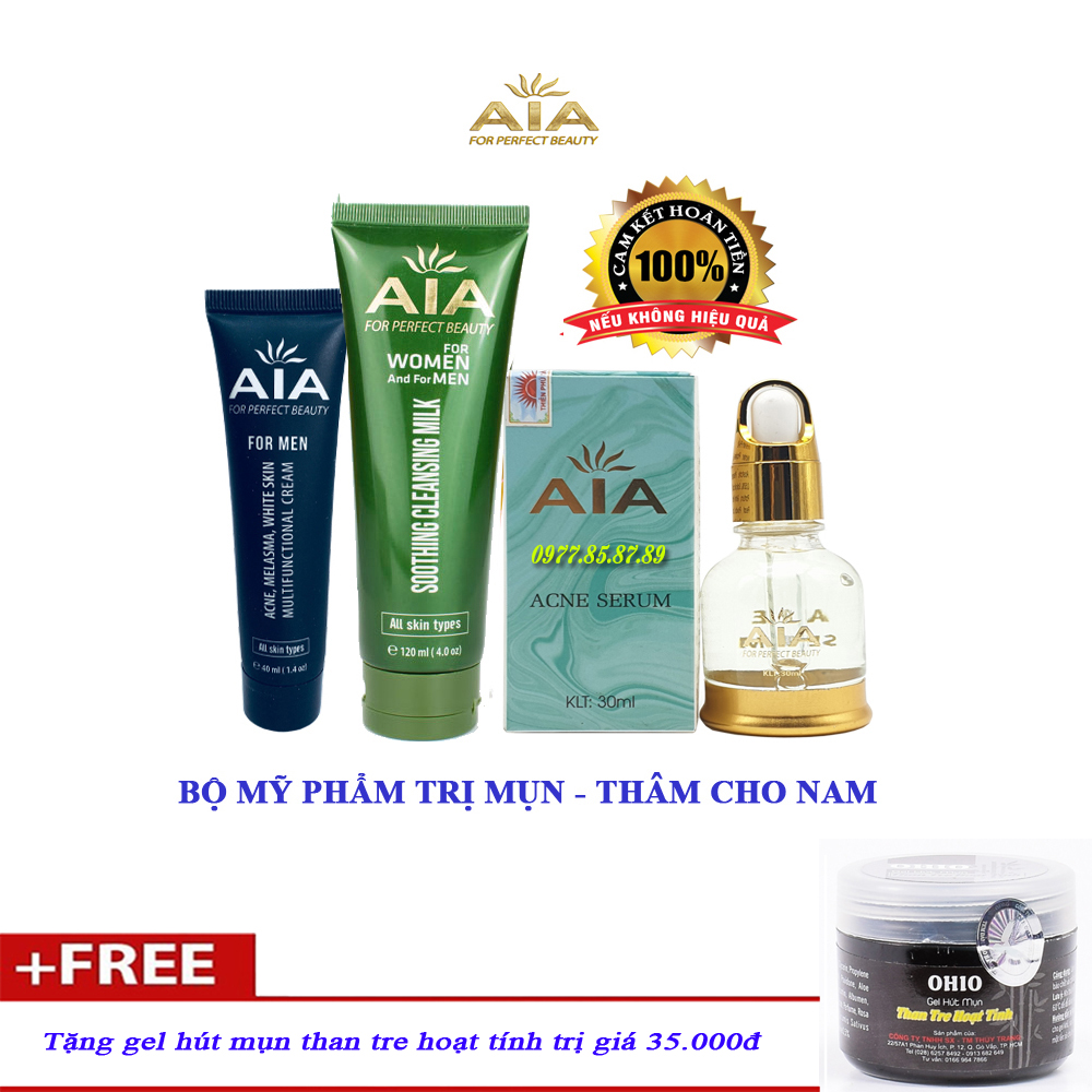 Mỹ Phẩm AIA - Bộ mỹ phẩm ngừa Mụn chuyên sâu dành cho Nam + (Tặng Gel hút mụn than tre hoạt tính)