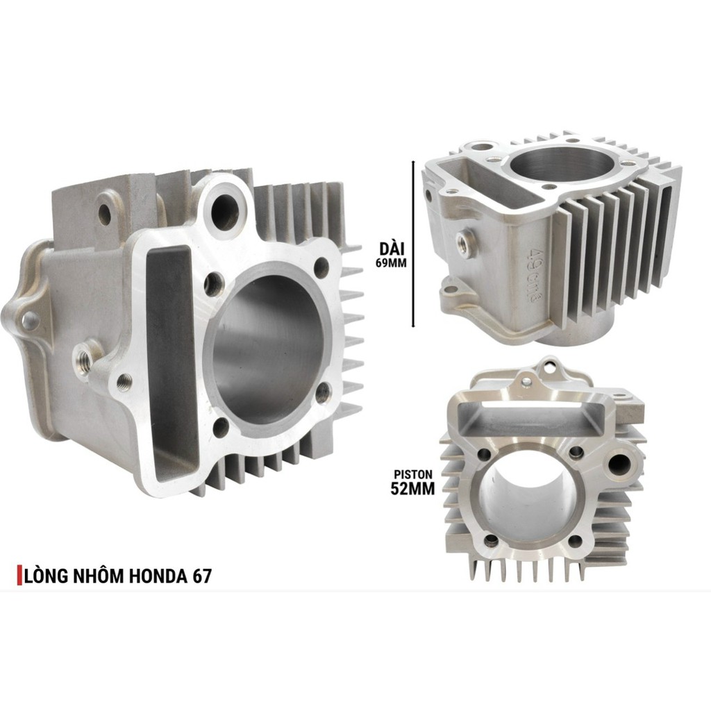 Lòng nhôm 67 trái 52,4 54 dài 69 đóng số 49cc sum racing