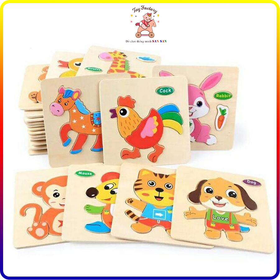 [Hoàn Tiền 10%]Tranh ghép hình 3d bằng gỗ nổi cho bé - Đồ chơi xếp hình