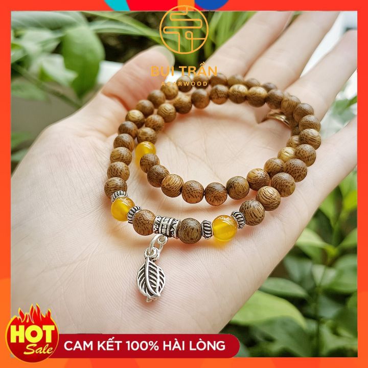 Vòng Trầm Hương 54 Hạt Mix Charm Đá Phong Thủy