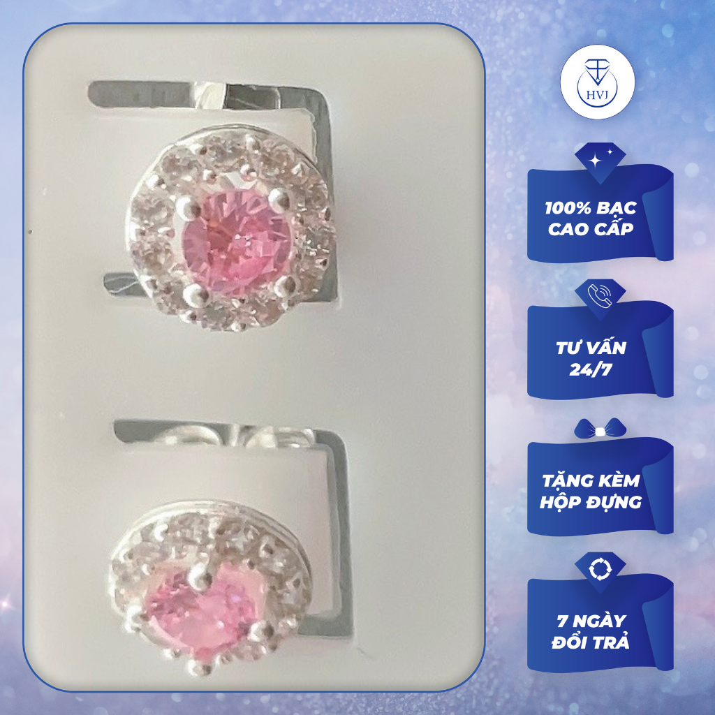 Bông Tai Bạc Nữ 925 Nụ Đá HVJ 23 - Bạc Cao Cấp HVJ