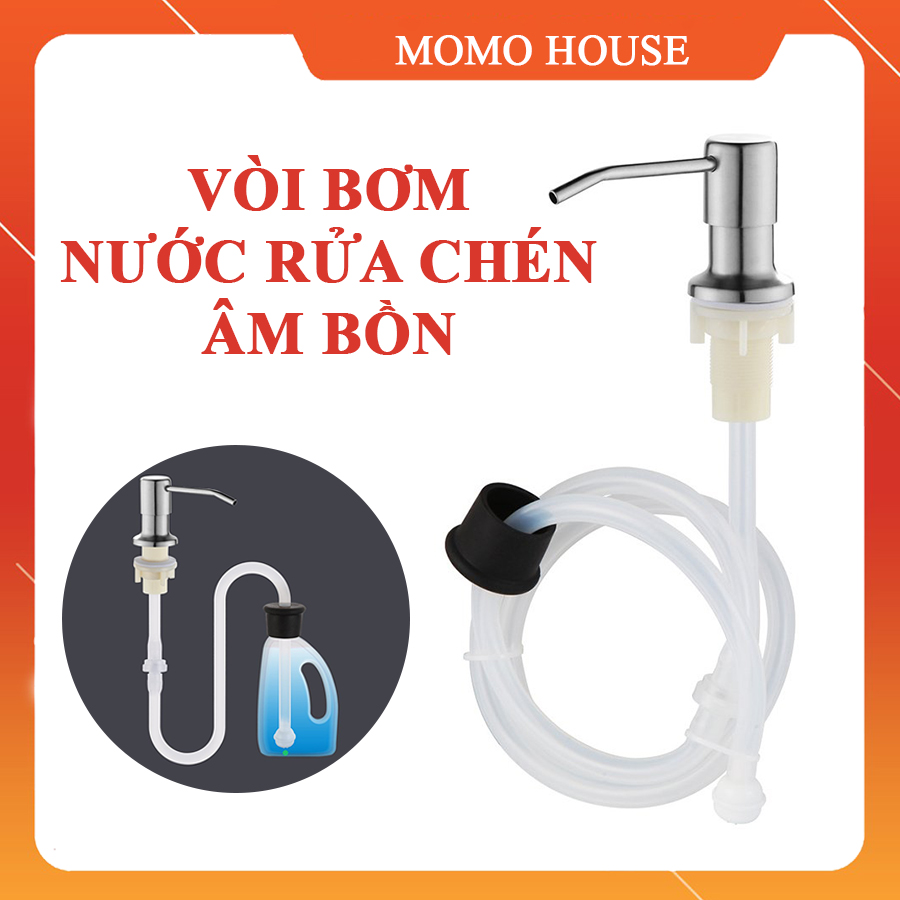 Bộ Đầu Bơm Nước Rửa Chén, Vòi Nhấn Xà Phòng Chất Liệu Inox Không Gỉ Tiện Lợi Có Vòi Dẫn Ống Silicon Dài 1m2