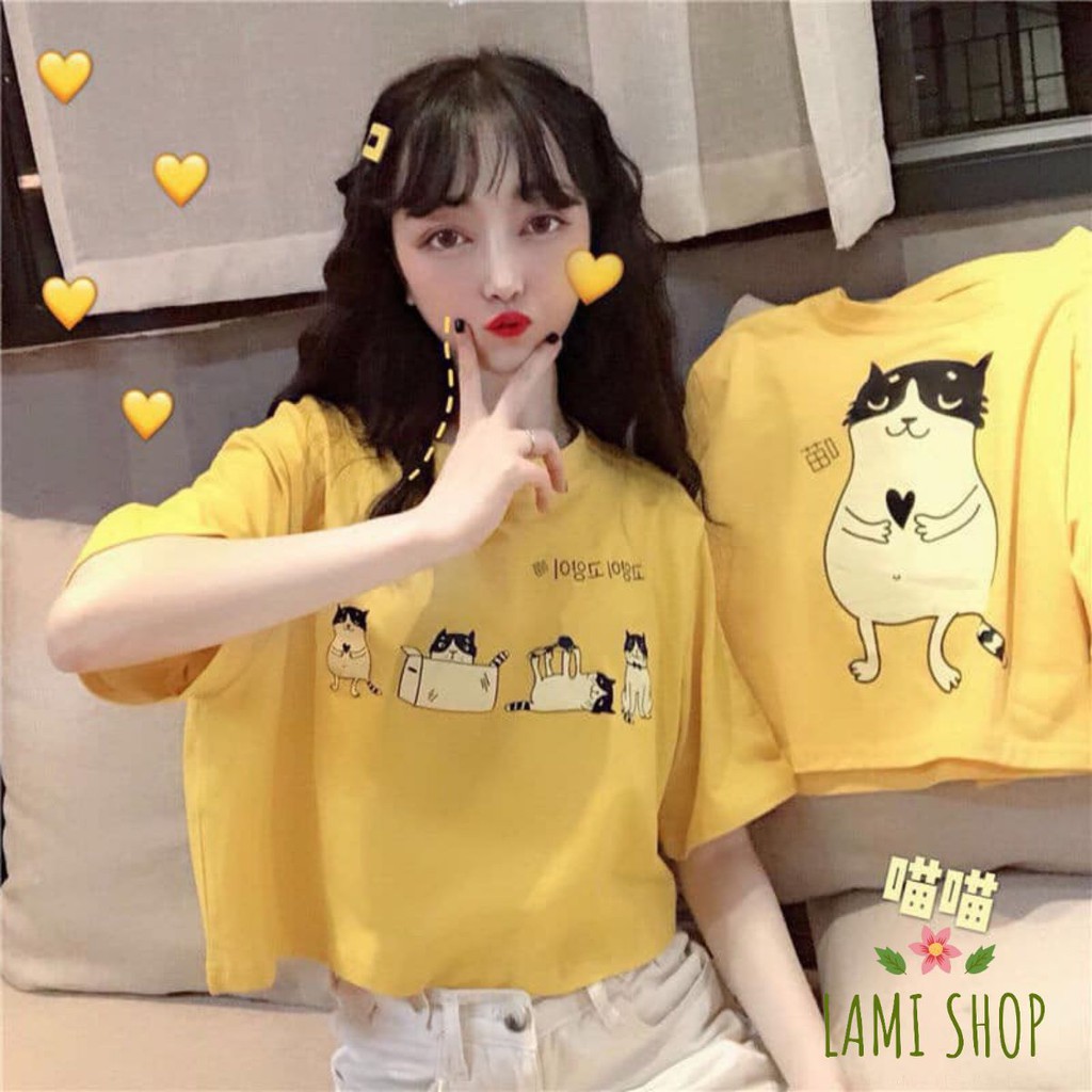 Áo Thun Nữ ❤️❤️ Áo Croptop Hình chú chó màu vàng siêu kute