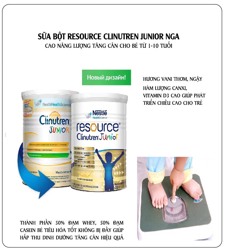 Sữa tăng cân clinutren nga hộp 400gr