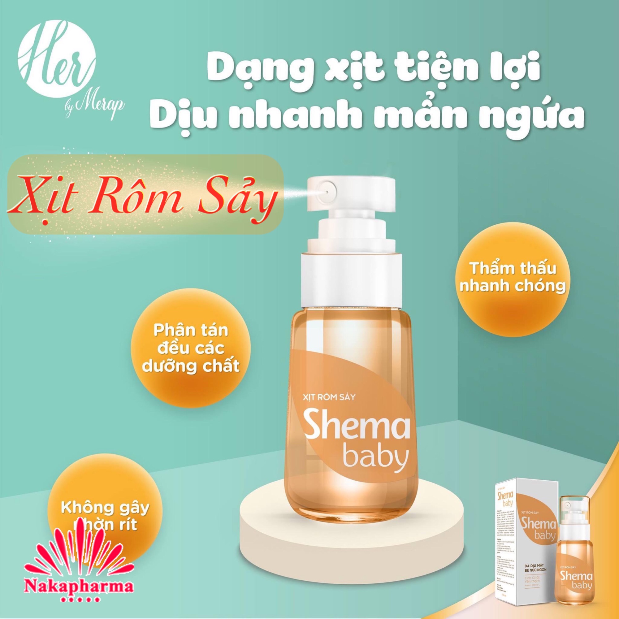 Xịt rôm sảy Shema Baby 50ml - Hết rôm sảy trẻ ngủ say