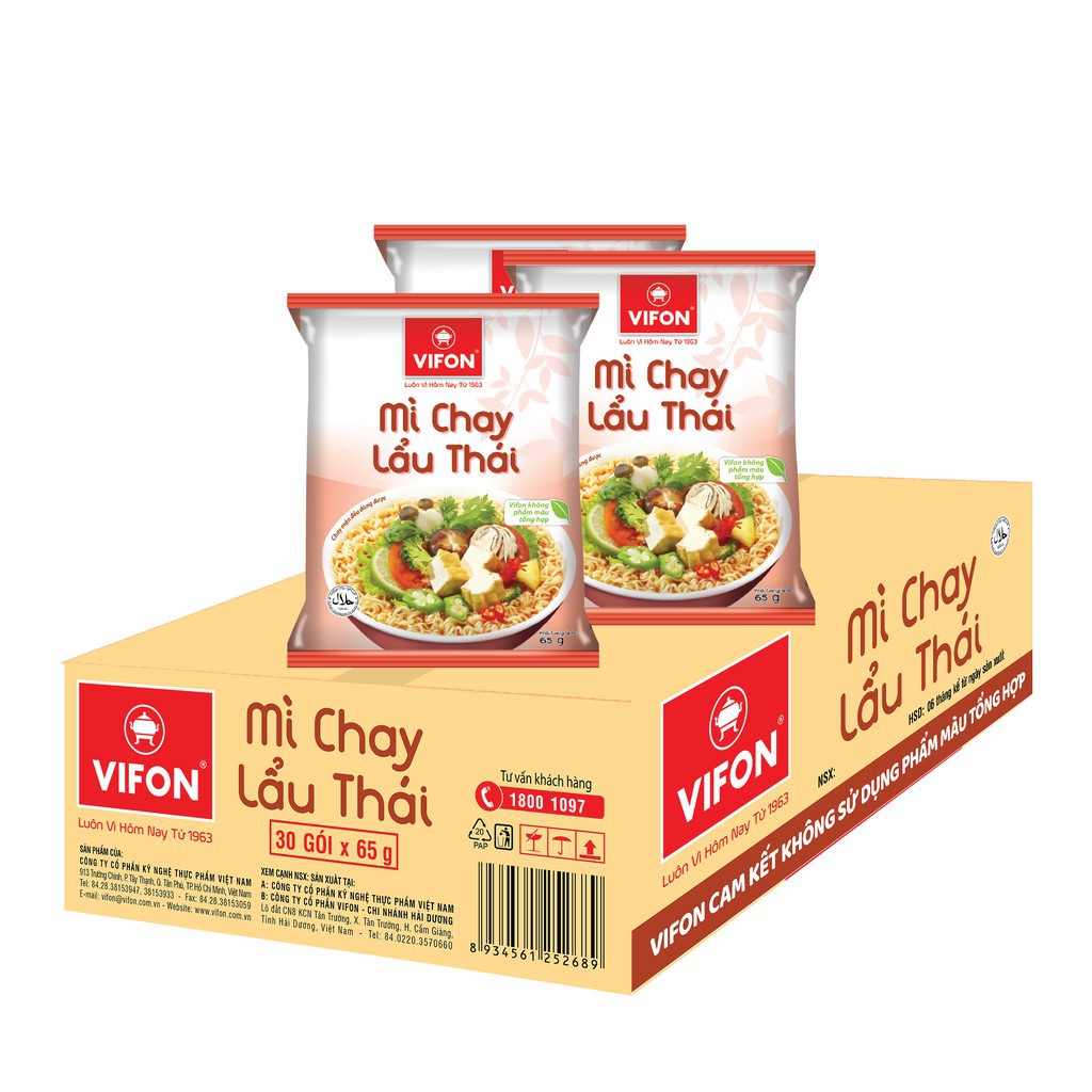 Thùng 30 gói mì lẩu thái chay vifon