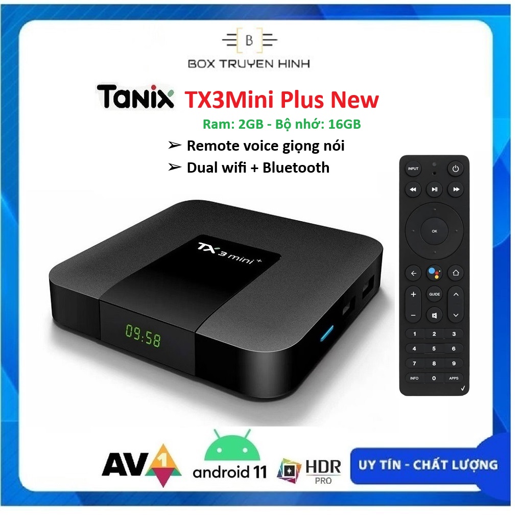 Android TV Box TX3Mini Plus New Android TV 11, Remote giọng nói, S905W2, Ram 2GB, Rom 16GB, hiệu năng mạnh mẽ