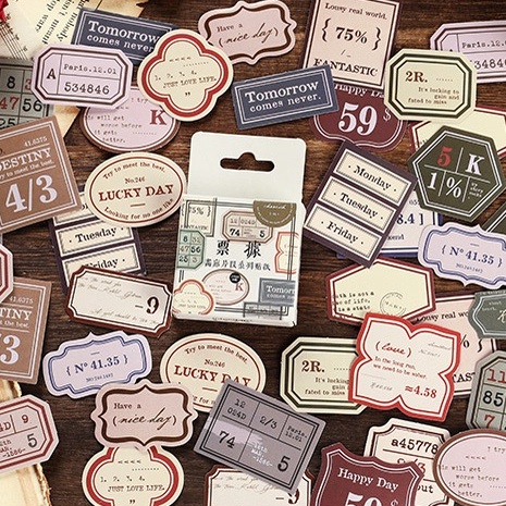 Hộp 46 sticker dán chủ đề vintage Box Sticker ST416