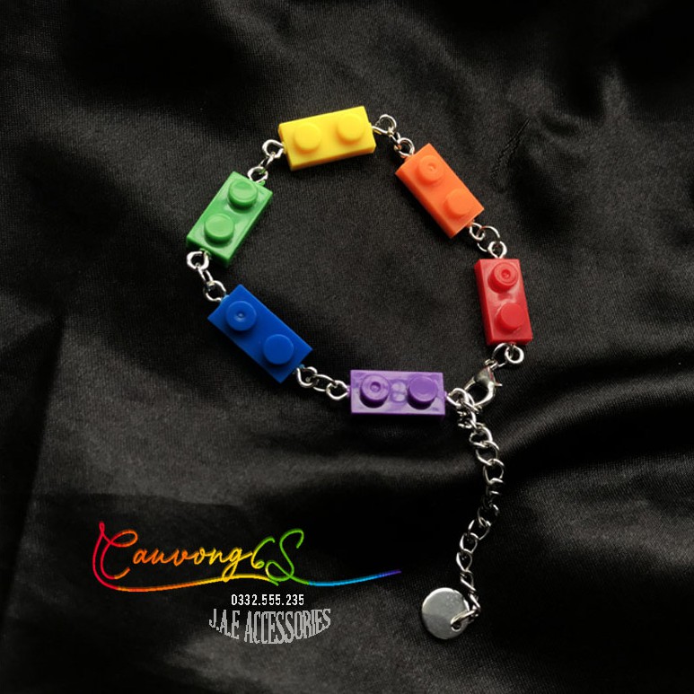 Vòng Tay Lego Cầu Vồng Dây Théptitan Mặt Nhựa Abs Siêu Mịn Hot Trend 2020