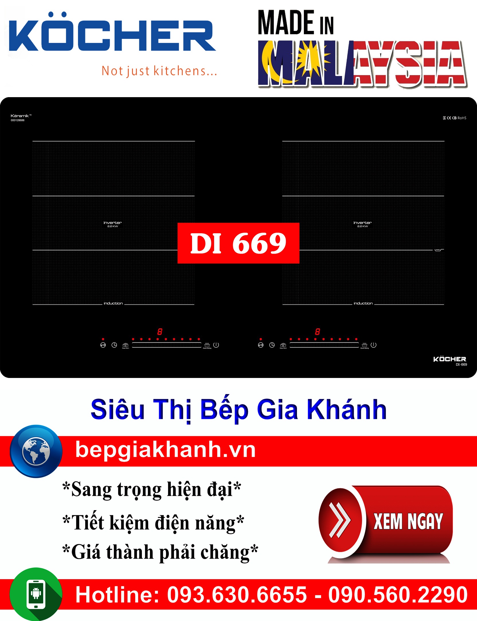[HCM]Bếp từ đôi Kocher DI 669 nhập khẩu Malaysia bếp từ bếp điện từ bếp từ đôi bếp điện từ đôi bếp từ giá rẻ bếp điện từ giá rẻ bếp từ đơn bep tu don bep tu