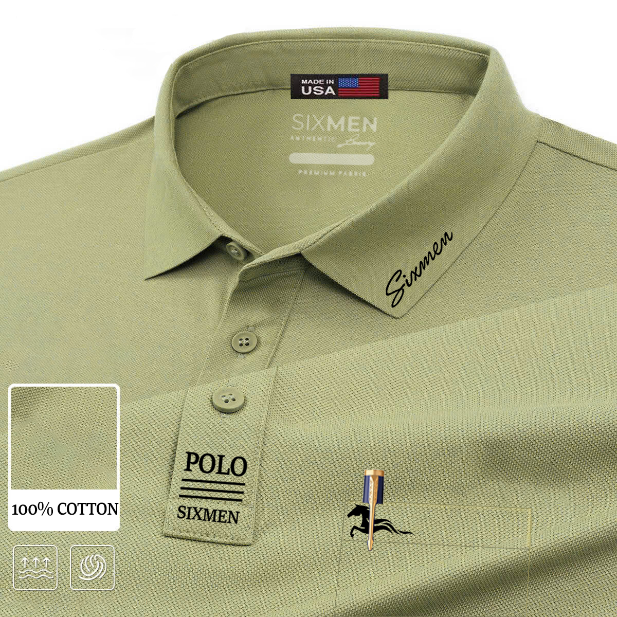 Áo Thun Polo Nam Ngắn Tay SIXMEN Dòng Cao Cấp Vải Cá Sấu Sang Trọng, Lịch Lãm Quý Ông - TTN12 - 5