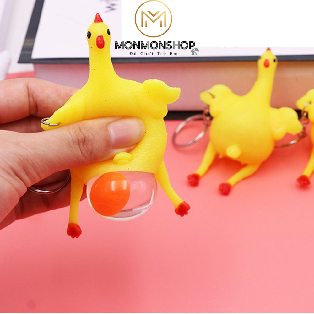 Đồ Chơi Móc Khóa Gà đẻ trứng/ Móc Khóa Bóp, Troll Xả stress hình Gà vui nhộn
