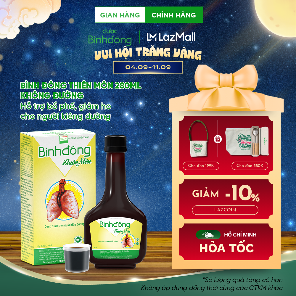 Bình Đông Thiên Môn 280ml - Không đường - Hỗ trợ bổ phế, giảm ho cho người kiêng đường