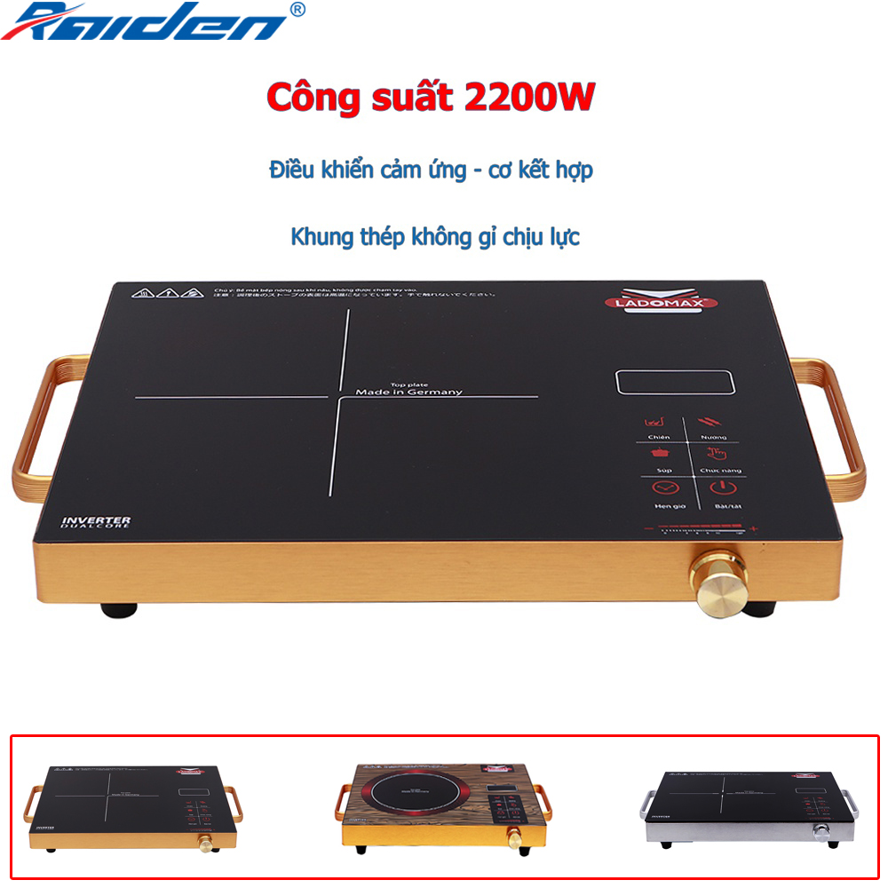 Bếp hồng ngoại 2200W Ladomax HA-666 mặt kính cường lực chịu nhiệt, điều cảm ứng - cơ kết hợp, dùng được tất cả nồi chảo
