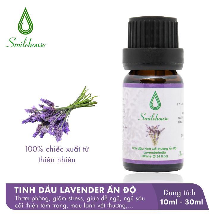 Tinh Dầu Thiên Nhiên Lavender Ấn Độ Smilehouse, giảm căng thẳng, thơm phòng, xua đuổi con trùng độc hại, tốt cho sức khỏe