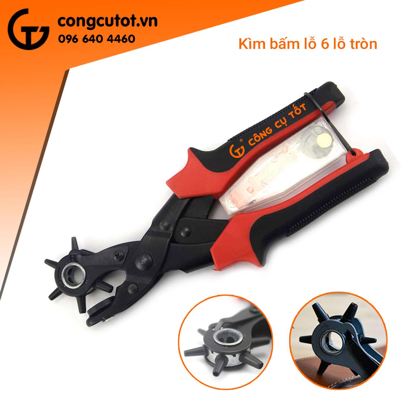 Kìm bấm lỗ dây lưng 6 lỗ tròn