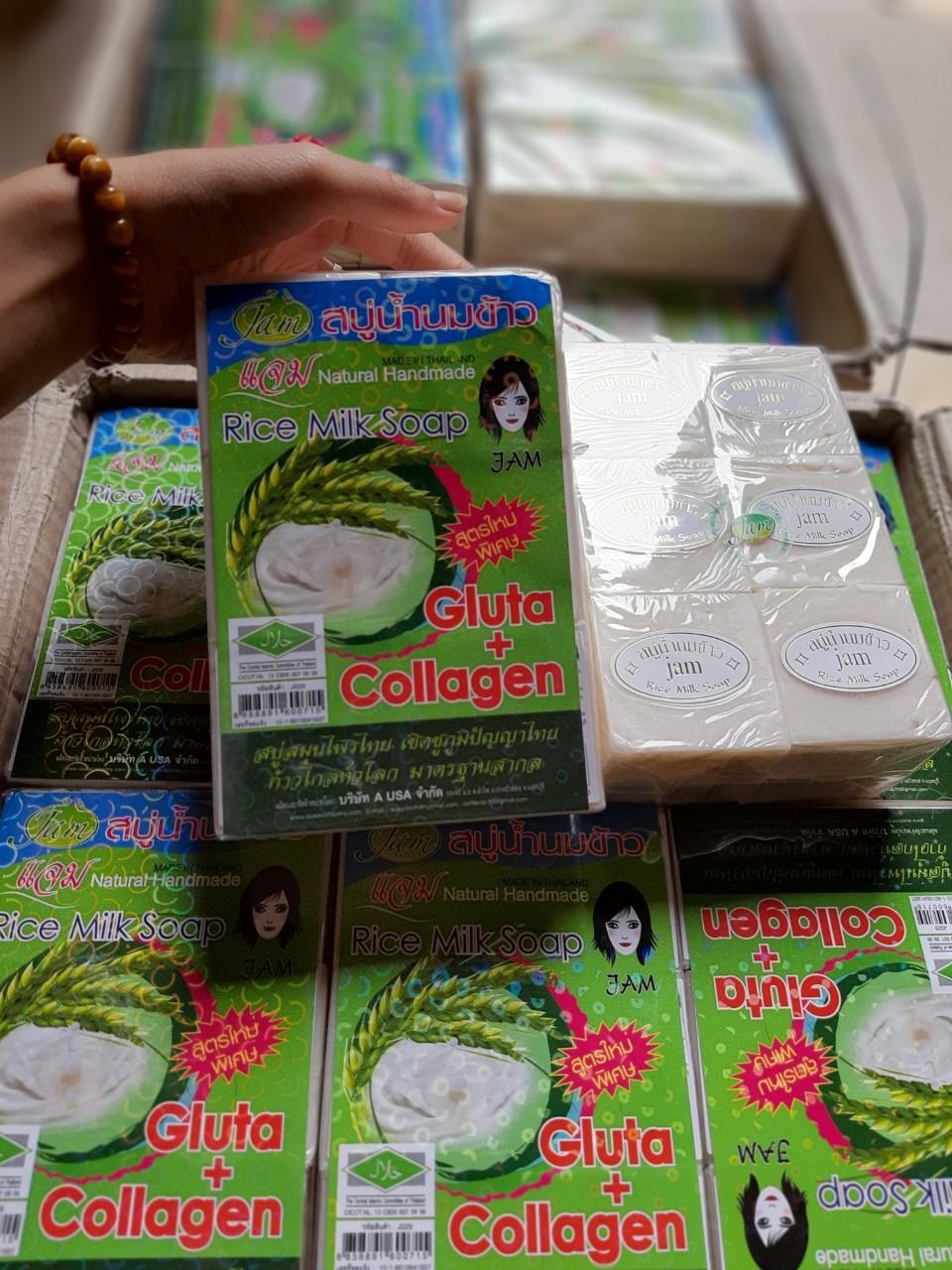 Combo 12 Miếng Xà Phòng Cám Gạo Thái Lan JAM RICE MILK SOAP