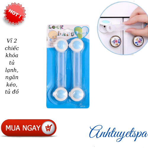 Vỉ 2 chiếc Khóa tủ lạnh ,ngăn kéo ,tủ đồ an toàn cho bé