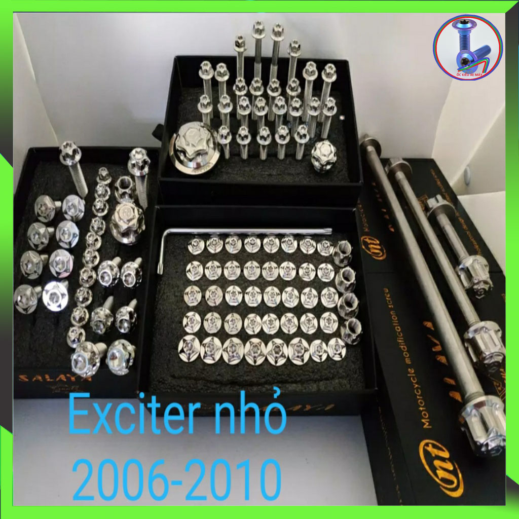 [HCM]Full bộ ốc salaya Exciter ( 2006 - 2010 ) ốc salaya inox 304 sáng đẹp