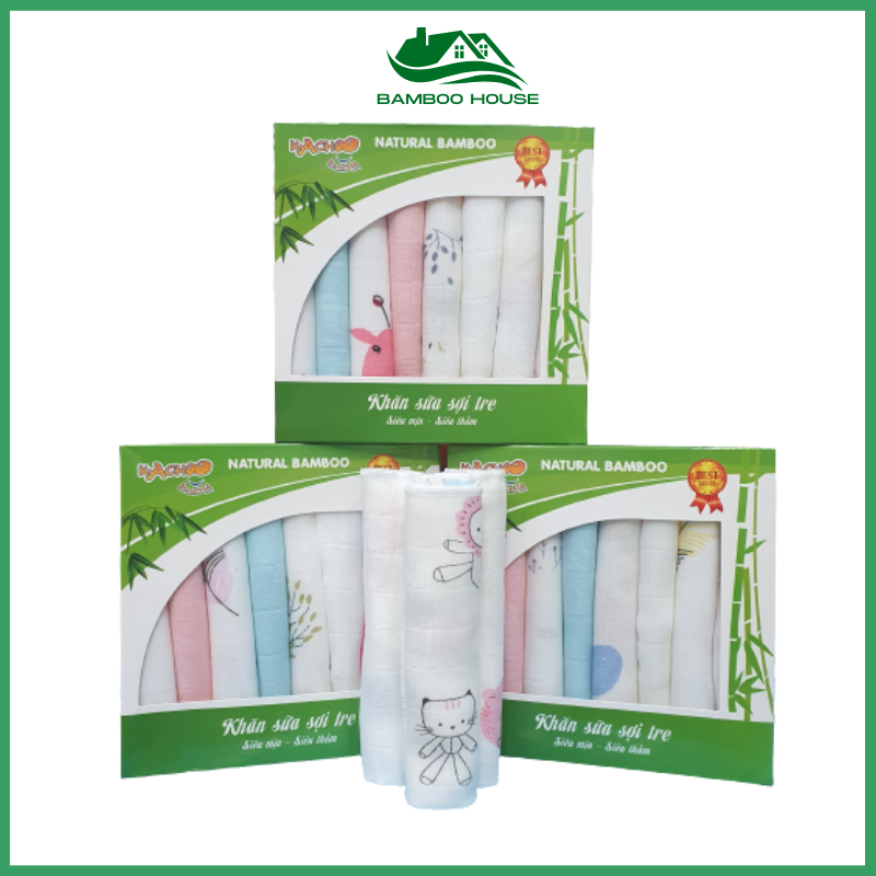 [HCM]Hộp 8 Khăn sữa sợi tre cao cấp mềm mịn dành cho em bé 30 cm * 30 cm