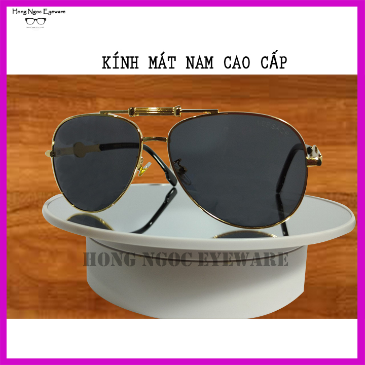 Kính mát nam phi công cao cấp FULLBOX, mắt kính chống tia UV bảo vệ mắt khi đi nắng, gọng kính kim loại thanh lịch