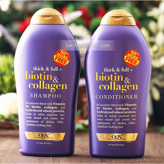 Dầu Gội Cặp Biotin Collagen Tím Dưỡng Tóc Kết Hợp Biotin Và Provitamin B7 Bộ 2 Chai 577ml