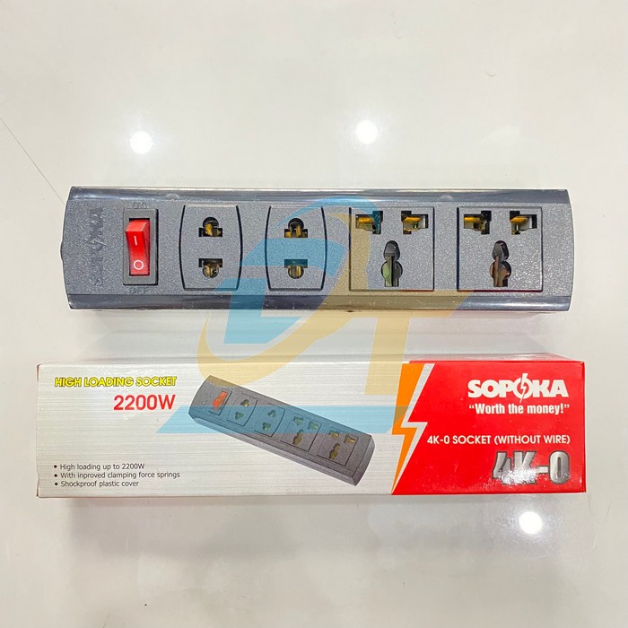 Ổ cắm lõi sứ chống cháy chịu tải 2200w sopoka 4k-0