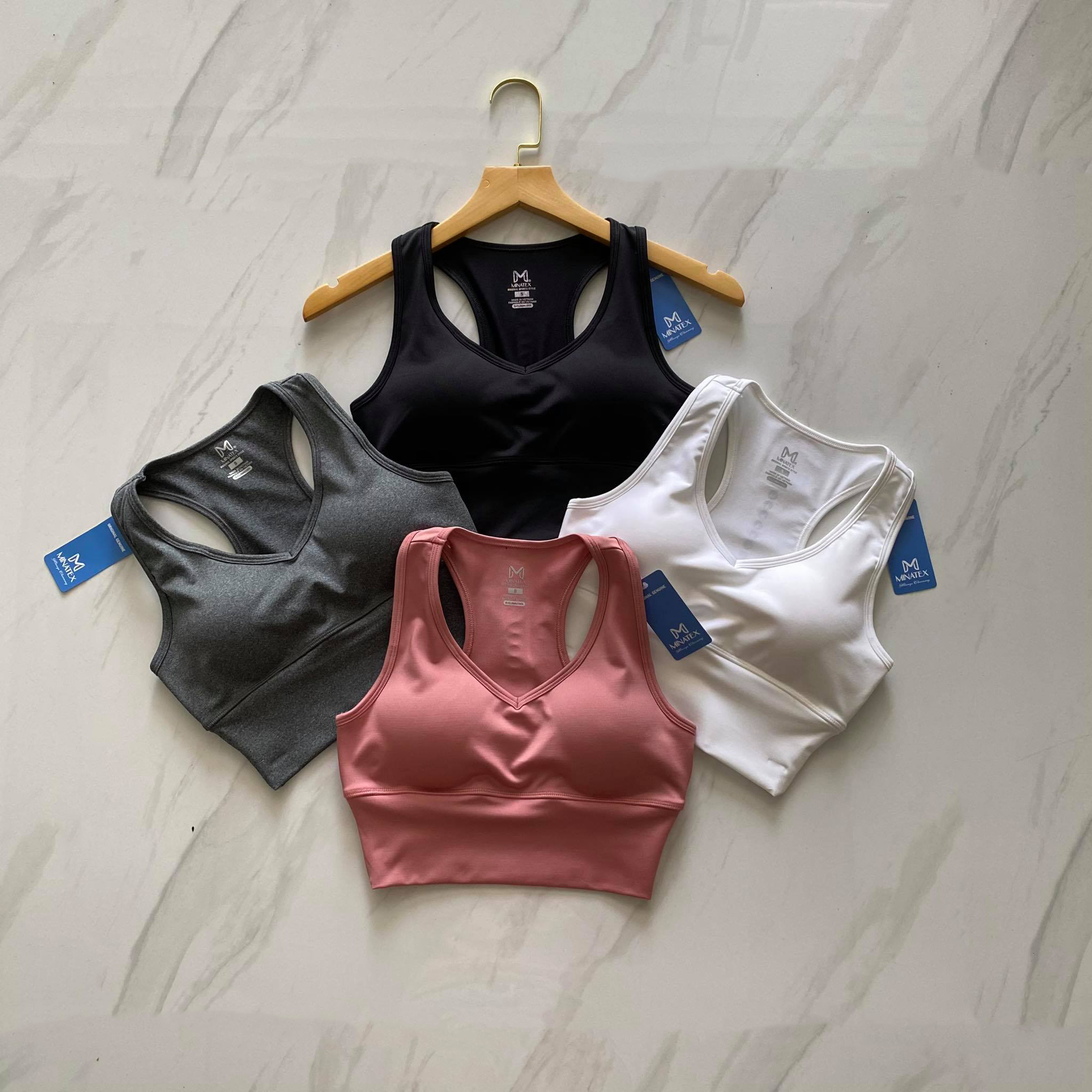 Minatex Áo bra cổ tim kèm đệm mút vải dày dặn đứng form cho chị em thích vải dày nhé