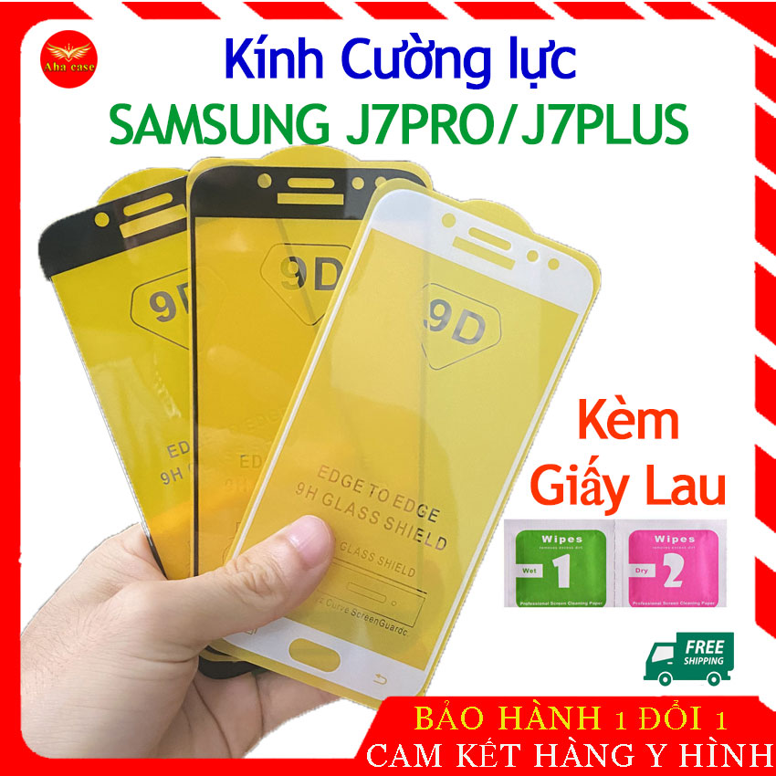 Kính Cường Lực Samsung J7 Pro- J7 plus - Kính Cường Lực 9D Full Keo Samsung Galaxy J7Pro, J7Plus full màn, miếng dán màn hình điện thoại, tặng kèm giấy lau